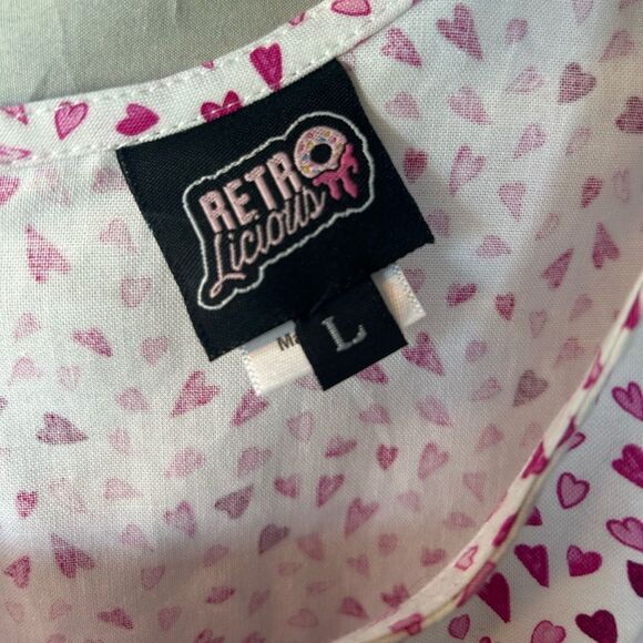 Modcloth Fit & Flare A-line Pink Hearts Retro Babydoll Dress - Picture 2 of 4